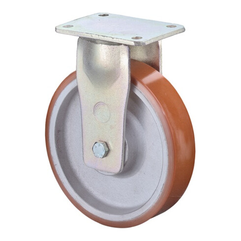 BS Schwerlast-Bockrolle D.250mm Trgf. 2200kg Guß-Polyurethan Platte L255xB200mm