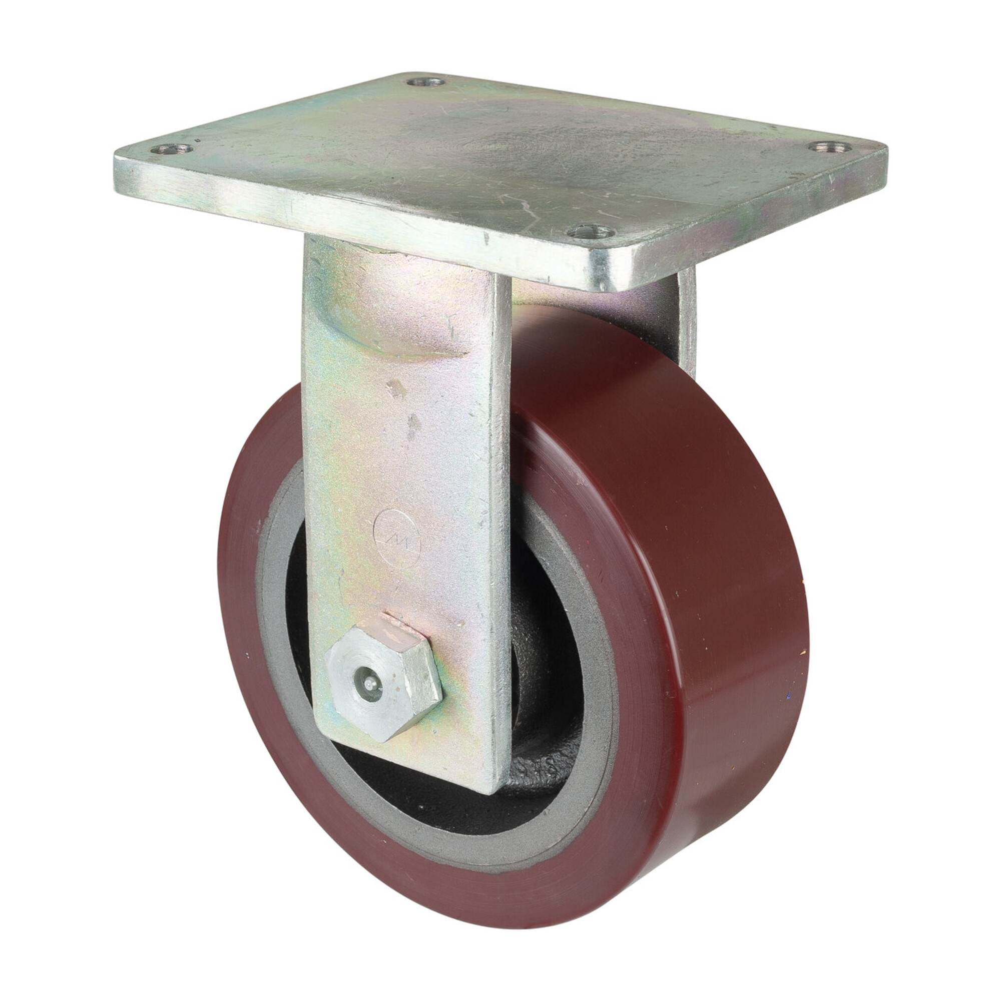 BS Schwerlast-Bockrolle D.250mm Trgf. 2200kg Guß-Polyurethan Platte L255xB200mm ; BS Rollen