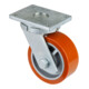 BS Schwerlast-Lenkrolle D.200mm Trgf. 1400kg Guß-Polyurethan Platte L200xB160mm-1