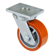 BS Schwerlast-Lenkrolle D.200mm Trgf. 1400kg Guß-Polyurethan Platte L200xB160mm
