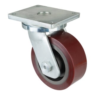 BS Schwerlast-Lenkrolle D.250mm Trgf. 2200kg Guß-Polyurethan Platte L255xB200mm