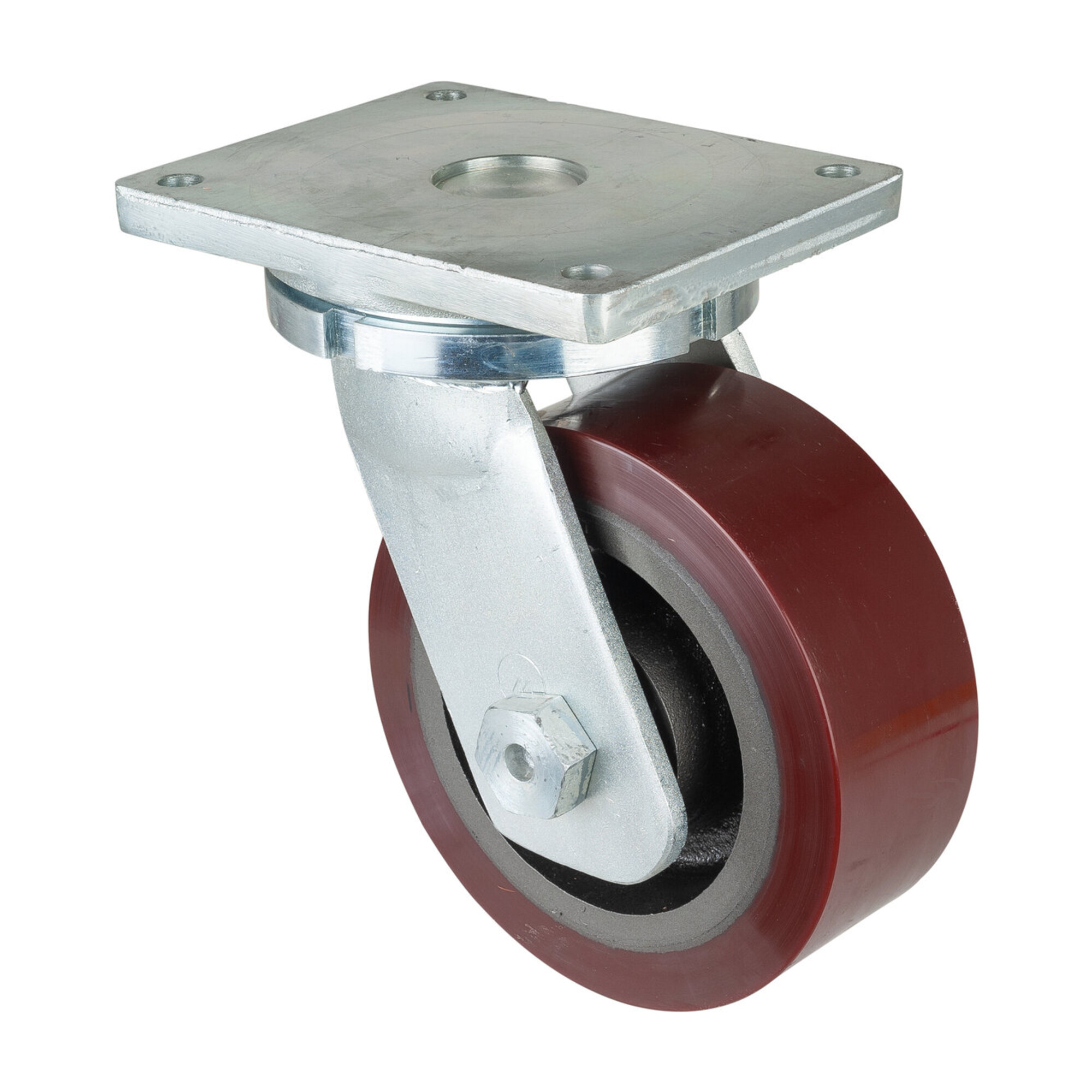 BS Schwerlast-Lenkrolle D.250mm Trgf. 2200kg Guß-Polyurethan Platte L255xB200mm ; BS Rollen