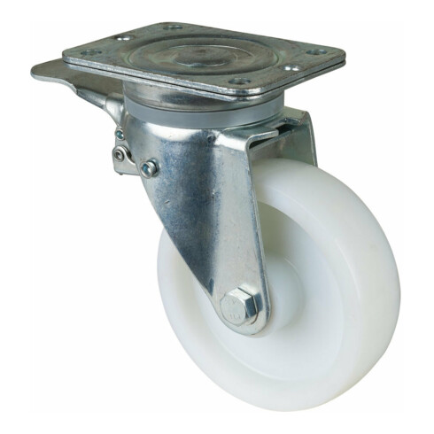 BS Zwaarlastwiel met rem Rollager Polyamide
