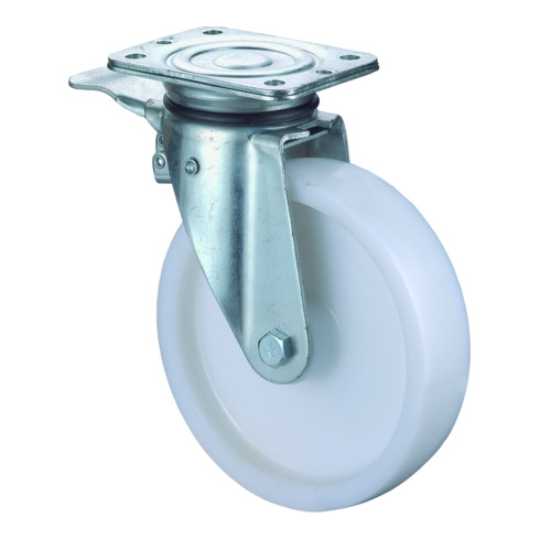 BS Zwaarlastwiel met rem Rollager Polyamide