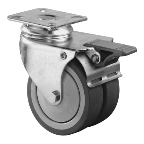 BS zwenkwielen Apparatenwiel B120.A85.075 Zwenkwiel met totale rem, wieldiameter 75 mm,