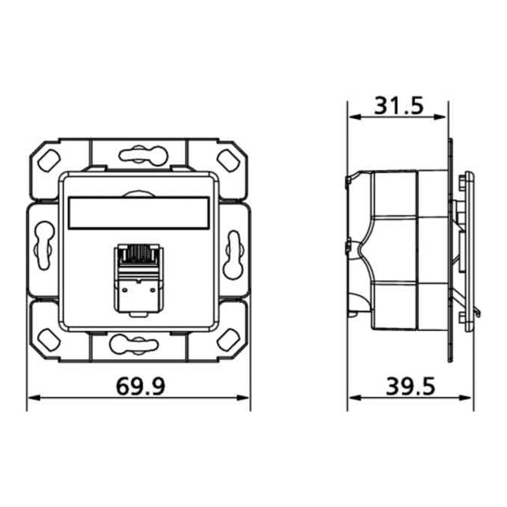 BTR NETCOM Anschlussdose C6A Upk 1xRJ45,Upk,rws TN EDATC6A-1UPk-rws