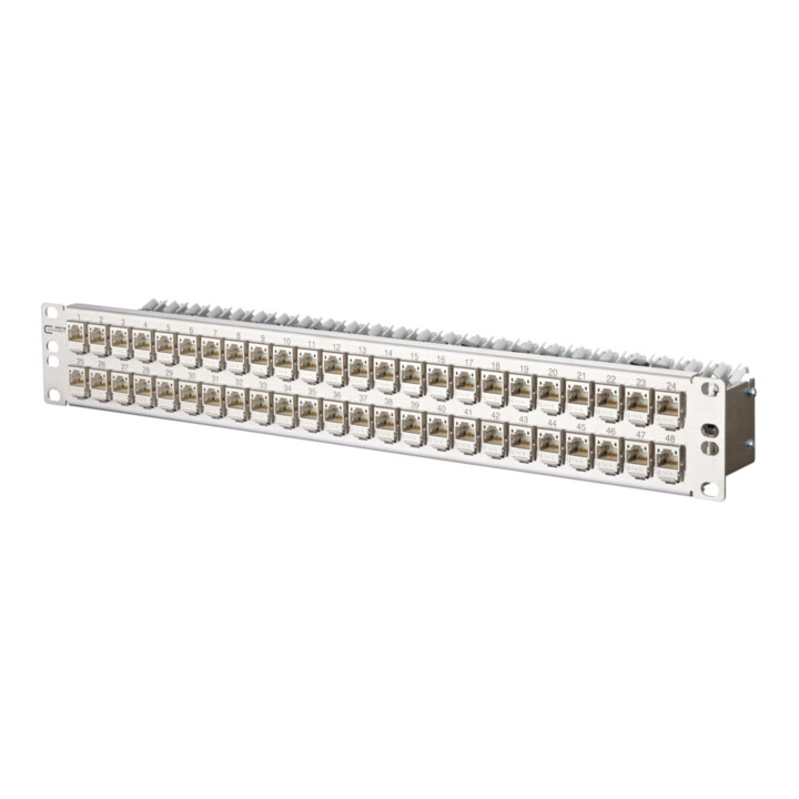 BTR NETCOM Baie de brassage C6A module 48 ports 1,5U acier inoxydable équipé TN C6Amod-MP48-Edst