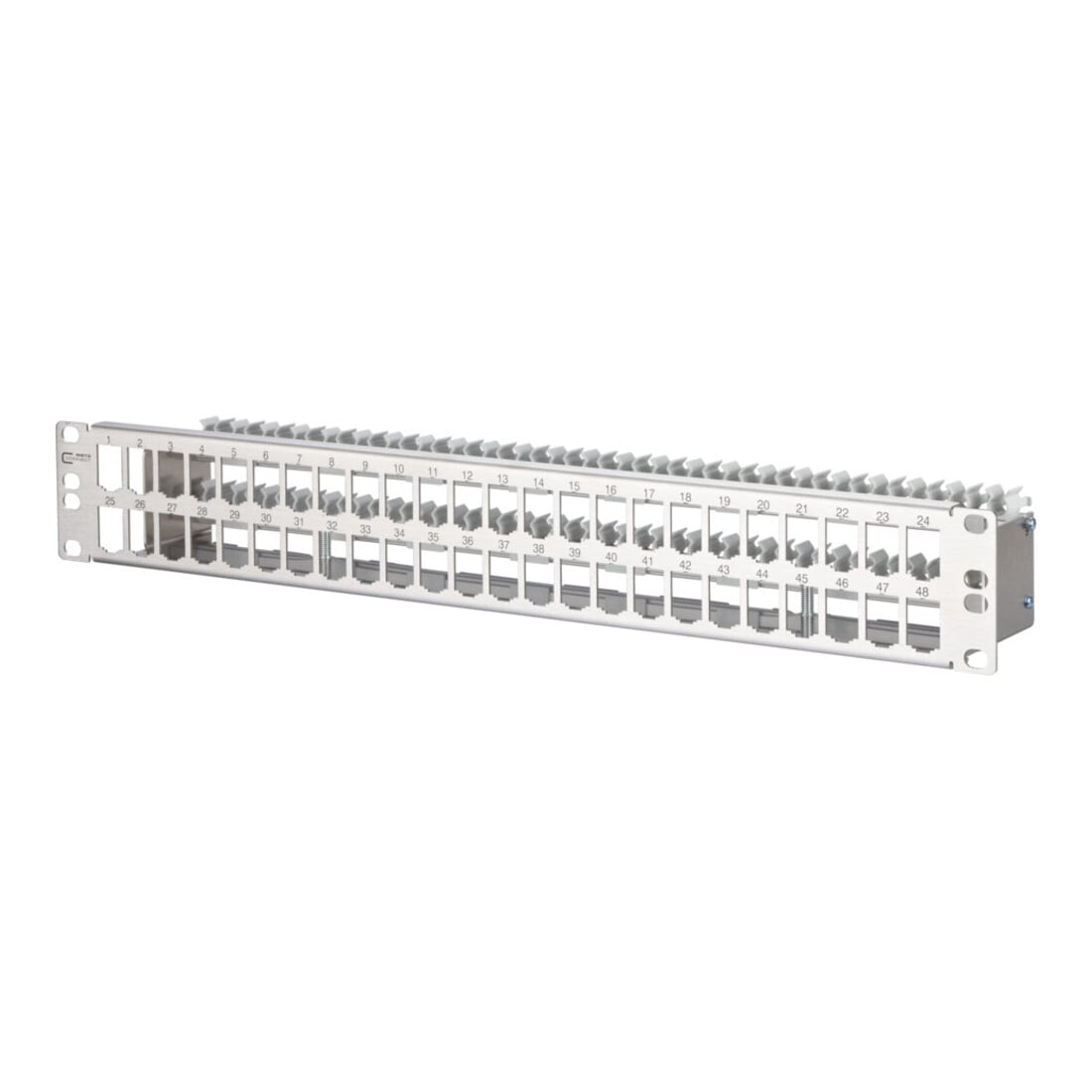 BTR NETCOM Baie de brassage modulaire 48 ports 1,5U acier inoxydable vide TN MPP48-Edst-leer