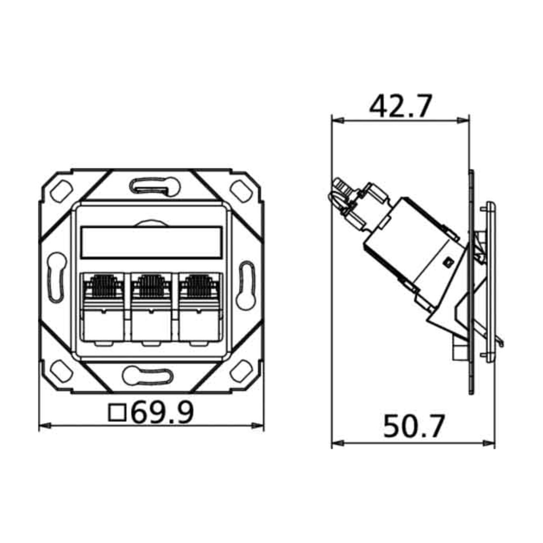 BTR NETCOM Boîte de raccordement C6A module Upk 3 ports 180 Upk, rws TN C6Amod-3UPk-180rw
