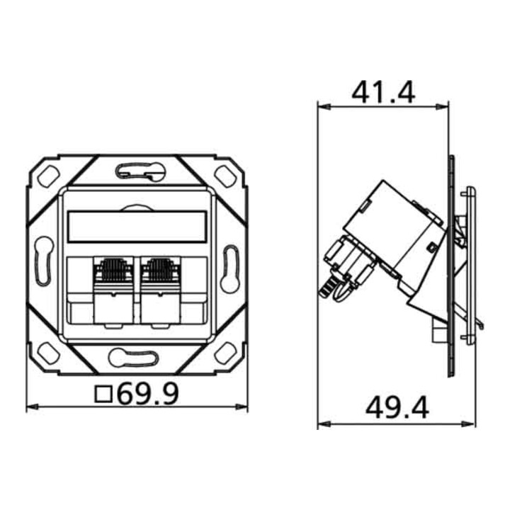 BTR NETCOM Boîtier de connexion C6A module Upk 2 ports 270 Upk, rws TN C6Amod-2UPk-270rw
