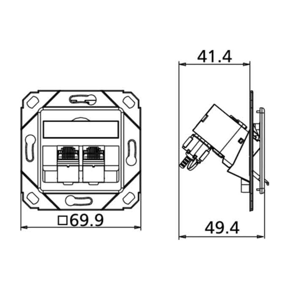BTR NETCOM Boîtier de connexion C6A module Upk 2 ports 270 Upk, rws TN C6Amod-2UPk-270rw