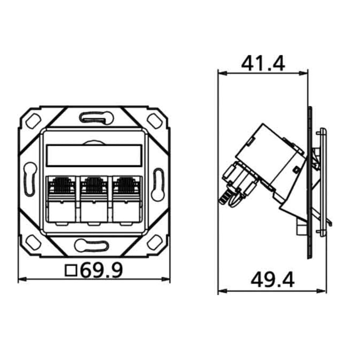 BTR NETCOM Boîtier de connexion C6A module Upk 3 ports 270 Upk, rws TN C6Amod-3UPk-270rw