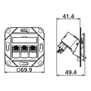 BTR NETCOM Boîtier de connexion C6A module Upk 3 ports 270 Upk, rws TN C6Amod-3UPk-270rw-5