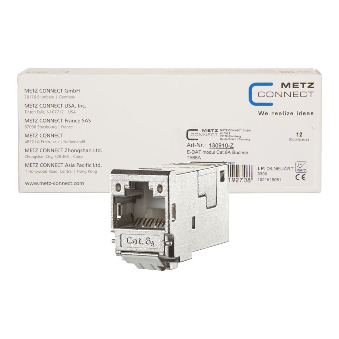 BTR NETCOM Module E-DAT RJ45 8(8) TN Cat.6A, TIA-A, module E-DAT blindé 12