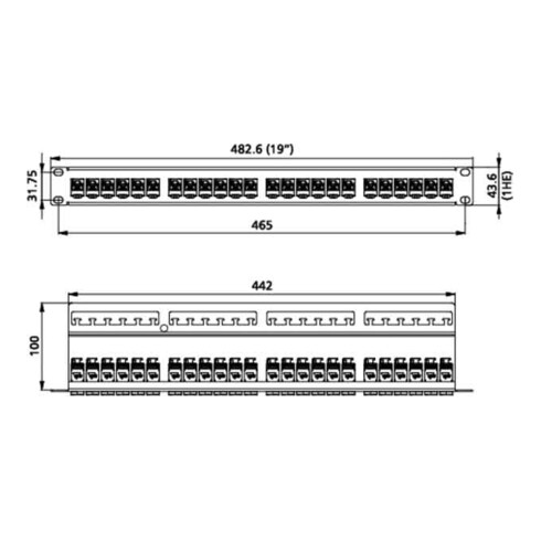 BTR NETCOM Patchfeld C6Amodul 24Port 1HE Edst bestückt TN C6Amod-MP24-Edst