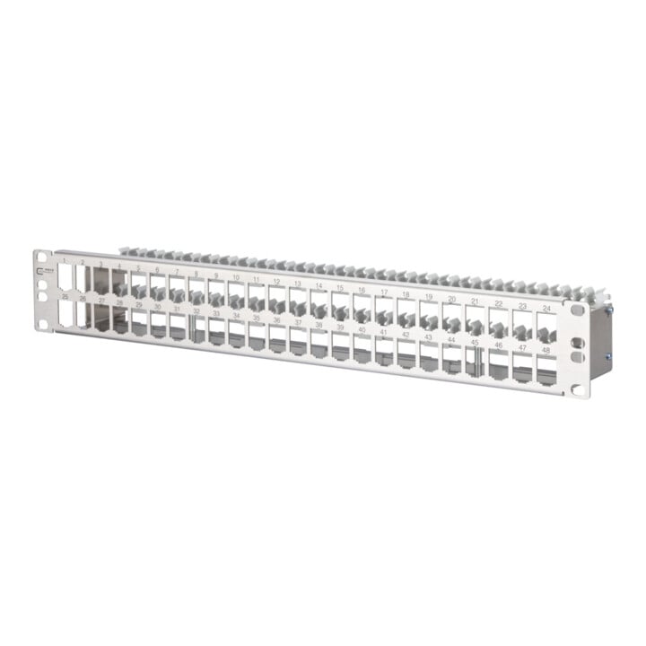 BTR NETCOM Patchfeld modul 48Port 1,5HE Edstahl leer TN MPP48-Edst-leer