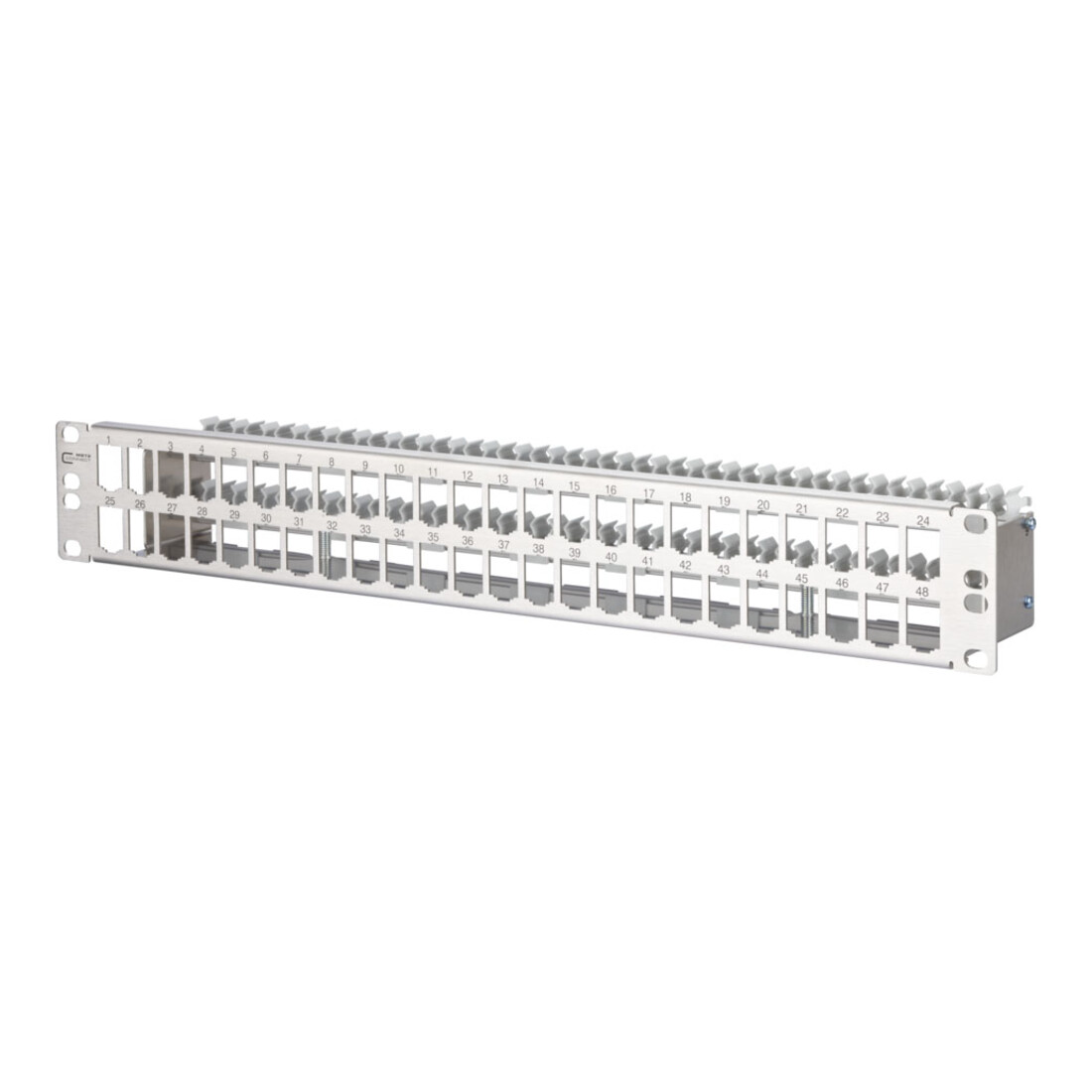 BTR NETCOM Patchfeld modul 48Port 1,5HE Edstahl leer TN MPP48-Edst-leer