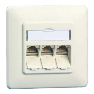 BTR NETCOM Prise de connexion C6A module encastré 3 ports 180°, blanc TN C6Amod-3UP-180rw