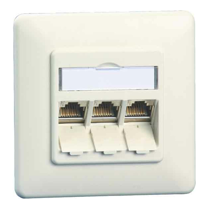 BTR NETCOM Prise de connexion C6A module encastré 3 ports 180°, blanc TN C6Amod-3UP-180rw