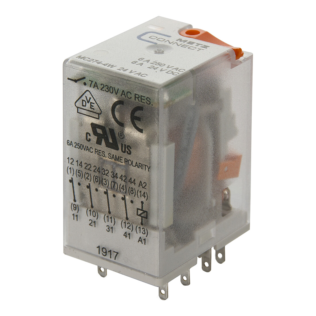 BTR NETCOM Relais industriel 4W, 24VAC, 7A 110017-10.14.07