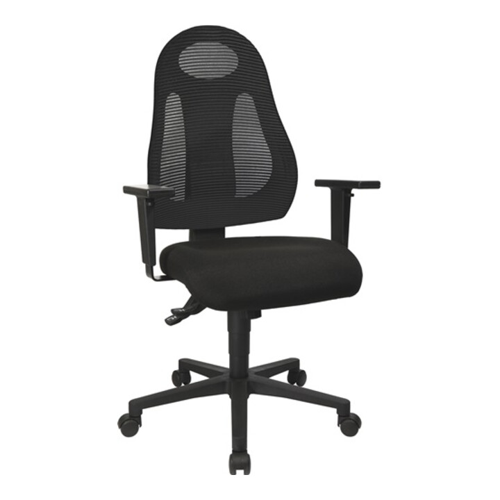 Bürodrehstuhl m.Synchrontechnik schwarz/schwarz 420-530mm o.Armlehnen TOPSTAR