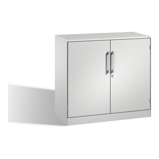 Buffet à dossiers C+P Asisto avec portes tournantes, 2 hauteurs de dossiers, H915xL1000xP435mm avant gris clair corps gris clair gris clair
