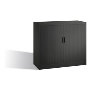 C+P File sideboard Omnispace avec volet roulant et étagères noir-gris 420 mm