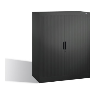 C+P File sideboard Omnispace avec volet roulant et étagères noir-gris 420 mm