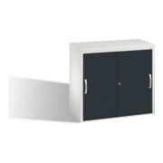 C+P File sideboard Acurado avec portes coulissantes et étagères Façade gris noir Corps gris clair