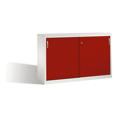 Buffet Acurado avec portes coulissantes, 2 x 2 hauteurs de dossiers, H1000xL1600xP500mm Rubis Rubis façade gris clair