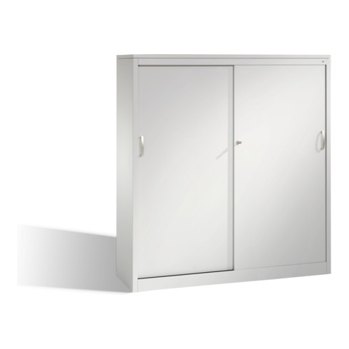 Buffet Acurado avec portes coulissantes, 2 x 4 hauteurs de dossier, H1600xL1600xP400mm aluminium blanc