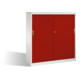 Buffet Acurado avec portes coulissantes, 2 x 4 hauteurs de dossier, H1600xL1600xP500mm, face avant rouge rubis Corps gris clair