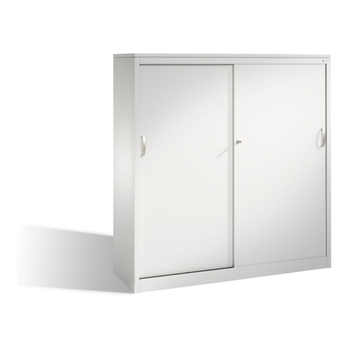 Buffet Acurado avec portes coulissantes, 2 x 4 hauteurs de dossiers, H1600xL1600xP500mm aluminium blanc