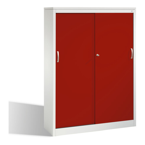 Buffet Acurado avec portes coulissantes, 4 hauteurs de dossier, H1600xL1200xP400mm face avant rouge rubis corps gris clair