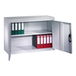Buffet porte-documents Acurado de C+P avec portes battantes, 2 hauteurs de classeurs, H1000xL1200xP400mm Façade gris clair Corps gris clair