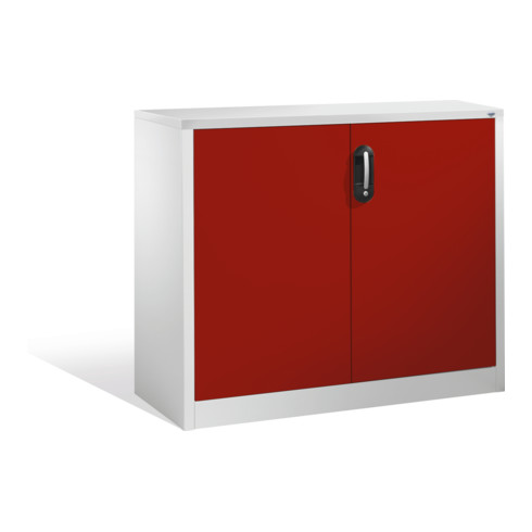 Buffet porte-documents Acurado de C+P avec portes battantes, 2 hauteurs de classeurs, H1000xL1200xP400mm Façade rouge rubis Corps gris clair