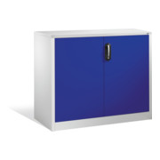 Buffet porte-documents Acurado de C+P avec portes battantes, 2 hauteurs de classeurs, H1000xL1200xP500mm Façade bleu lapis Corps gris clair-1
