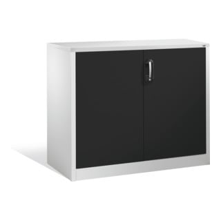 Buffet porte-documents Acurado de C+P avec portes battantes, 2 hauteurs de classeurs, H1000xL1200xP500mm Façade gris noir Corps gris clair