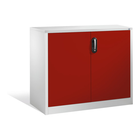 Buffet porte-documents Acurado de C+P avec portes battantes, 2 hauteurs de classeurs, H1000xL1200xP500mm Façade rouge rubis Corps gris clair