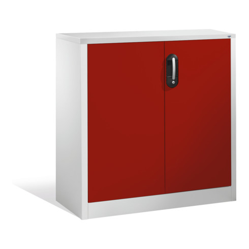 Buffet porte-documents Acurado de C+P avec portes battantes, 2 hauteurs de classeurs, H1000xL930xP400mm Façade rouge rubis Corps gris clair