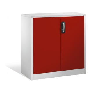 Buffet porte-documents Acurado de C+P avec portes battantes, 2 hauteurs de classeurs, H1000xL930xP500mm Façade rouge rubis Corps gris clair