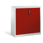 Buffet porte-documents Acurado de C+P avec portes battantes, 3 hauteurs de classeurs, H1200xL1200xP400mm Façade rouge rubis Corps gris clair