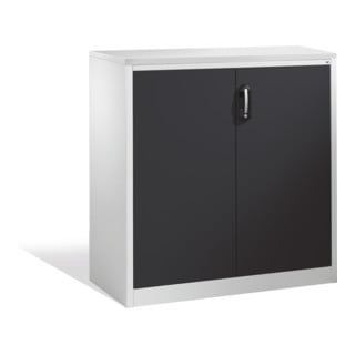 Buffet porte-documents Acurado de C+P avec portes battantes, 3 hauteurs de classeurs, H1200xL1200xP500mm Façade gris noir Corps gris clair