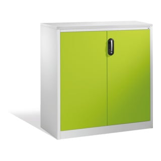 Buffet porte-documents Acurado de C+P avec portes battantes, 3 hauteurs de classeurs, H1200xL1200xP500mm Façade vert viridine Corps gris clair