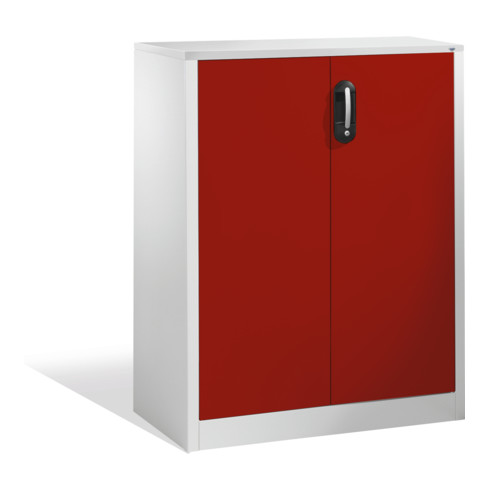 Buffet porte-documents Acurado de C+P avec portes battantes, 3 hauteurs de classeurs, H1200xL930xP400mm Façade rouge rubis Corps gris clair