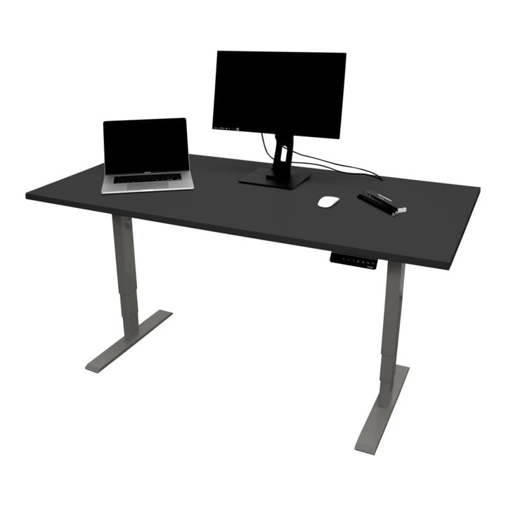 Bureau à réglage en hauteur électrique STIER THA 120x80 cm, noir/noir