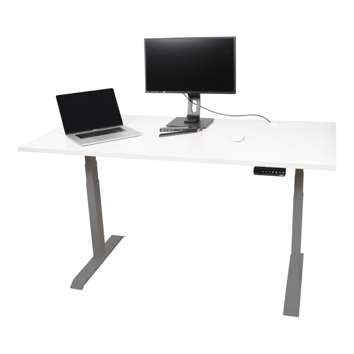 Bureau à réglage en hauteur électrique STIER TSR 120x80 cm, blanc/argenté