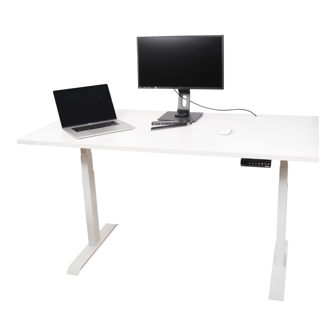 STIER Bureau à hauteur réglable électriquement TSR blanc/blanc