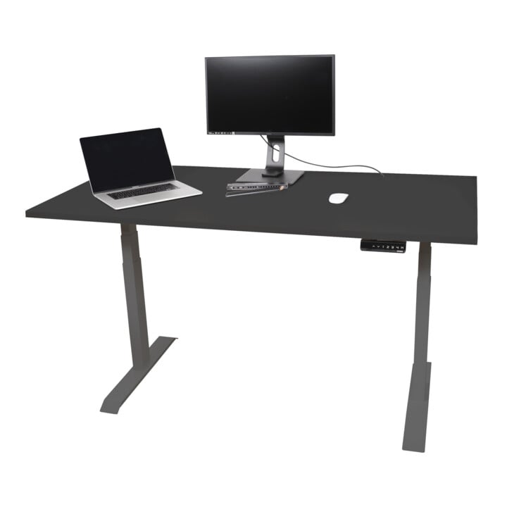 Bureau à réglage en hauteur électrique STIER TSR 120x80 cm, noir/noir