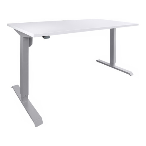 Bureau &agrave; r&eacute;glage en hauteur &eacute;lectrique STIER 501-33 120x80 cm, m&eacute;lamin&eacute; blanc, 68-118 cm